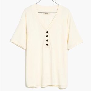 NEW Madewell Relaxed Henley Tee in Bright Ivory - Size xxs